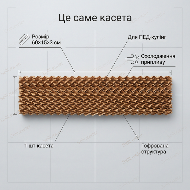 Розподільна паперова касета 60х15х3см випарна для теплиці пташника вентиляції картон гофрований - зображення 9