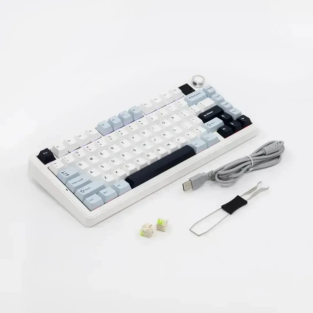 Беспроводная механическая клавиатура AULA F75 MAX White Blue, LEOBOG Reaper Switch, размер 75%, RGB подсветки (2.4G/Bluetooth/USB) - Фото 3 Беспроводная механическая клавиатура AULA F75 MAX White Blue, LEOBOG Reaper Switch, размер 75%, RGB подсветки (2.4G/Bluetooth/USB) - изображение 3