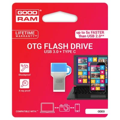 USB флеш накопитель GOODRAM 32GB ODD3 Blue Type-C USB 3.0 (ODD3-0320B0R11) - Фото 5 USB флеш накопитель GOODRAM 32GB ODD3 Blue Type-C USB 3.0 (ODD3-0320B0R11) - изображение 5