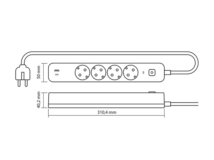 Мережевий подовжувач VIDEX 4п 3м 1.5мм 3.4А USB(QC) USB-C(PD20W) з/з та кнопкою White ONCORD - Фото 12 Мережевий подовжувач VIDEX 4п 3м 1.5мм 3.4А USB(QC) USB-C(PD20W) з/з та кнопкою White ONCORD - зображення 12