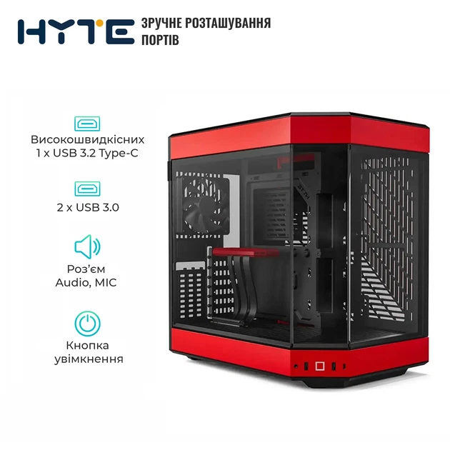 Корпус Hyte Y60 Black-Red (CS-HYTE-Y60-BR) - Фото 2 Корпус Hyte Y60 Black-Red (CS-HYTE-Y60-BR) - зображення 2