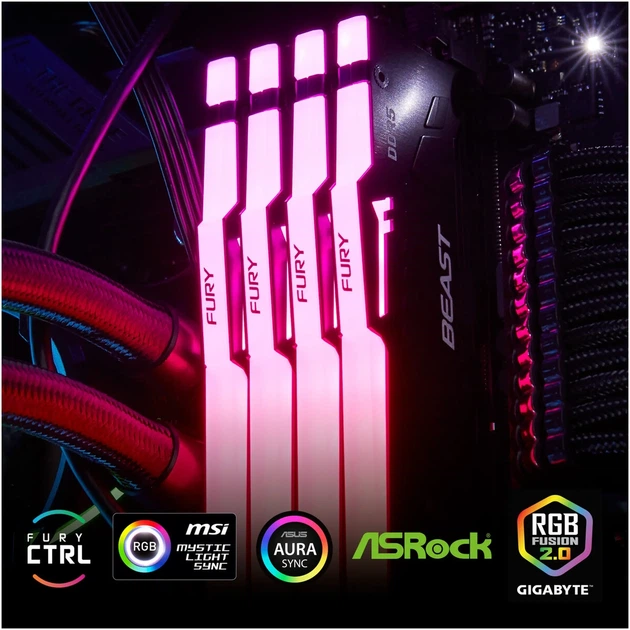 Модуль пам'яті Kingston 128GB 5600MT/s DDR5 CL36 DIMM (Kit of 2) FURY Beast RGB (1860070) - Фото 12 Модуль пам'яті Kingston 128GB 5600MT/s DDR5 CL36 DIMM (Kit of 2) FURY Beast RGB (1860070) - изображение 12