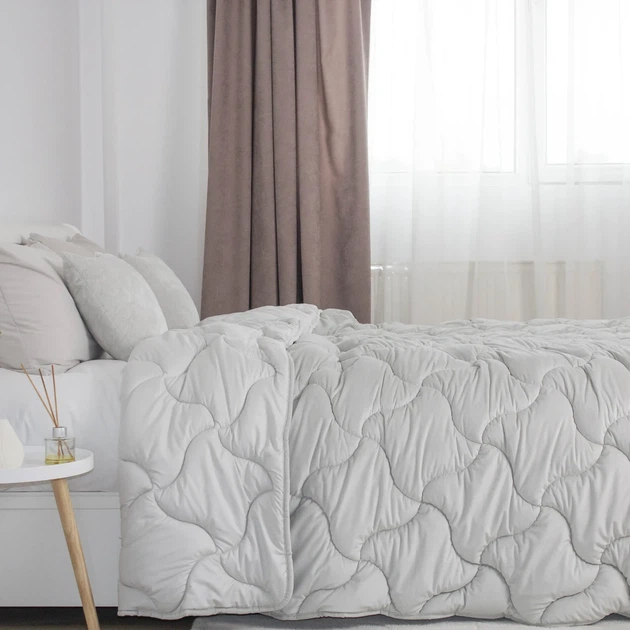 Ковдра велюрова ТЕП VELOUR 150×210 см полуторна зимова 400 г/м² світло-сіра мікрофібра - зображення 5