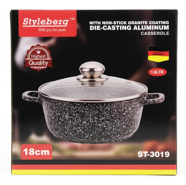 Кастрюля с крышкой Styleberg гранитное покрытие 1.6 л 18x8 см ST 00301988 - изображение 4