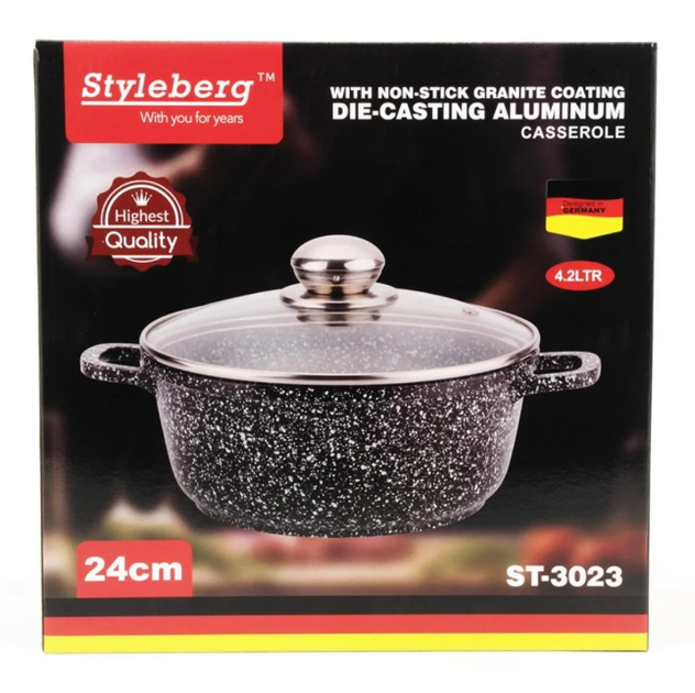 Кастрюля с крышкой Styleberg гранитное покрытие 4.2 л 24x11 см ST 00302388 - изображение 2