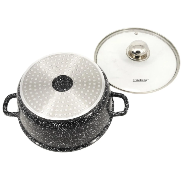Кастрюля с крышкой Styleberg гранитное покрытие 3.2 л 22x10 см ST 00302288 - изображение 3
