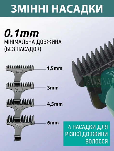 Триммер для стрижки и моделирования с LED-дисплеем, керамическое лезвие, 4 насадки, до 180 минут работы, зарядка USB - изображение 5