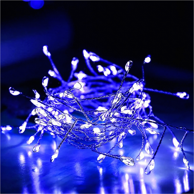 Светодиодная гирлянда фейерверк 5 м 150 LED синий от сети для праздника - изображение 4