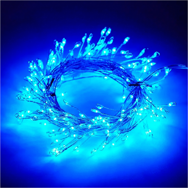 Светодиодная гирлянда фейерверк 5 м 150 LED синий от сети для праздника - изображение 7