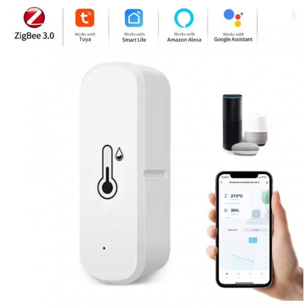 Умный Zigbee термометр гигрометр комнатный Tuya Smart life с датчиком температуры и влажности белый - - 9018648 - изображение 5