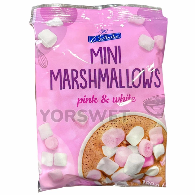 Маршмеллоу міні Belbake Mini Marshmallows Pink & White рожево-білий 180 г (0325) - Фото 1 Маршмеллоу міні Belbake Mini Marshmallows Pink & White рожево-білий 180 г (0325) - зображення 1