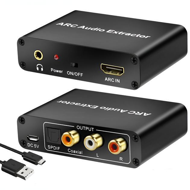 HDMI ARC аудио экстрактор Addap HAE-04, конвертер звука с HDMI на RCA/Toslink (SPDIF)/Coaxial/AUX 3.5 мм для ТВ, саундбаров и усилителей (1313) - изображение 2