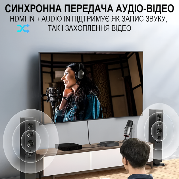 Зовнішня карта відеозахоплення Addap VCC-07, для запису та оцифрування відео, FPV-дронів, стримінгу, USB 3.0, HDMI 4K, 60fps - зображення 5