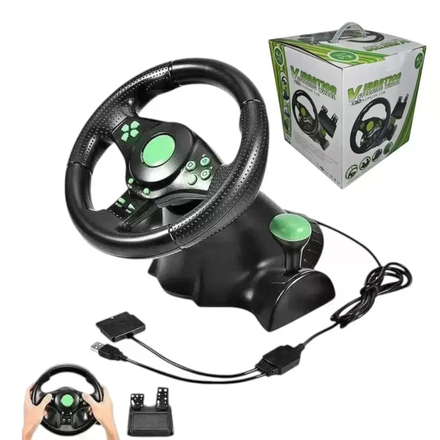 Ігрове кермо з педалями Vibrating Wheel для PS3/PS2/PC 3в1 - Фото 4 Ігрове кермо з педалями Vibrating Wheel для PS3/PS2/PC 3в1 - зображення 4