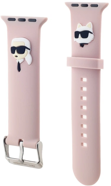 Pasek Karl Lagerfeld 3D Rubber Karl&Choupette Heads do Apple Watch Series 1/2/3/4/5/6/7/8/9/SE/SE2/Ultra/Ultra 2 42-49 mm Pink (3666339259273) - obraz 3