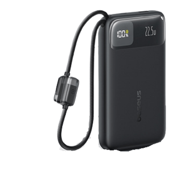 Power Bank Baseus 20000 mAh 22.5W з вбудованим кабелем , швидка зарядка PD/QC Black - Фото 1 Power Bank Baseus 20000 mAh 22.5W з вбудованим кабелем , швидка зарядка PD/QC Black - изображение 1