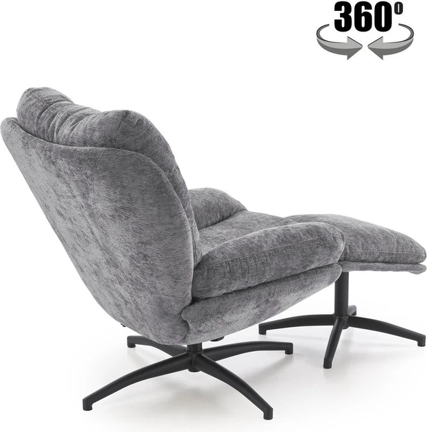 Крісло для відпочинку Halmar PESTO з підставкою для ніг та функцією люльки Сіре (5905248135741) - зображення 4