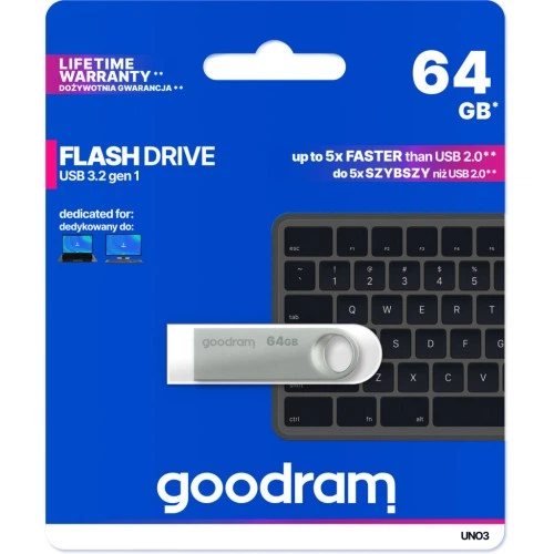 USB флеш накопитель Goodram 64GB UNO3 Steel USB 3.2 (UNO3-0640S0R11) GOODRAM UNO3-0640S0R11 1075903 - Фото 4 USB флеш накопитель Goodram 64GB UNO3 Steel USB 3.2 (UNO3-0640S0R11) GOODRAM UNO3-0640S0R11 1075903 - изображение 4