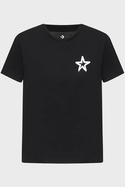 Жіноча чорна футболка Converse XS CVW5T027 - Фото 1 Жіноча чорна футболка Converse XS CVW5T027 - изображение 1