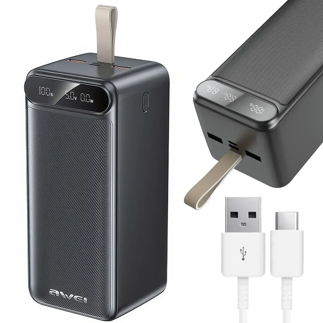 Павербанк 100000 мА · год зовнішній акумулятор Power Bank USB Type-C PD зі швидкою зарядкою до 22.5W портативний зарядний пристрій з LED дисплеєм Awei P101K - Фото 1 Павербанк 100000 мА · год зовнішній акумулятор Power Bank USB Type-C PD зі швидкою зарядкою до 22.5W портативний зарядний пристрій з LED дисплеєм Awei P101K - зображення 1