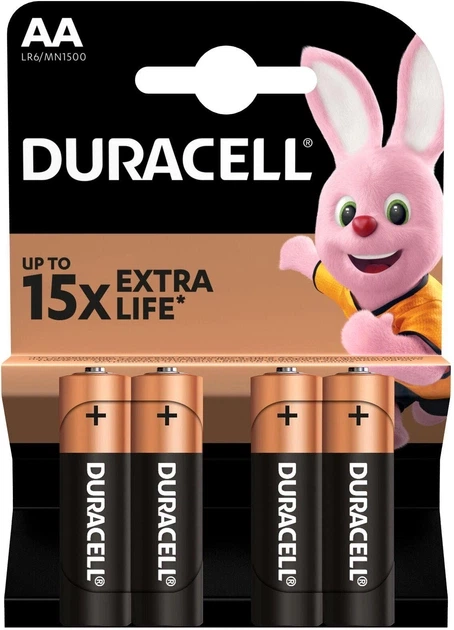 Батарейки Duracell LR06/AA 1.5V/1500 літієві mAh 4шт/уп (У-115484) - Фото 1 Батарейки Duracell LR06/AA 1.5V/1500 літієві mAh 4шт/уп (У-115484) - изображение 1