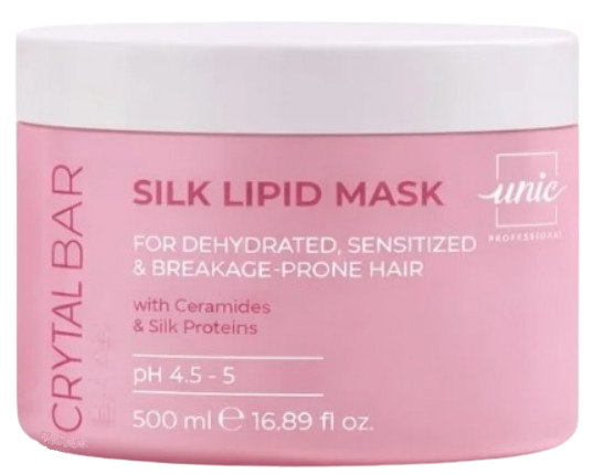 Маска для чувствительных к ломкости волос Unic Crystal Bar Silk Lipid 500 мл (26616WB) - Фото 1 Маска для чувствительных к ломкости волос Unic Crystal Bar Silk Lipid 500 мл (26616WB) - изображение 1