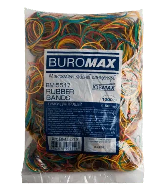 Гумки для грошей Buromax JOBMAX 1000 г асорті d 50 мм (BM.5517) - Фото 1 Гумки для грошей Buromax JOBMAX 1000 г асорті d 50 мм (BM.5517) - зображення 1