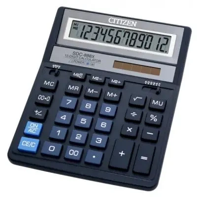 Калькулятор бухгалтерський 12-розрядний Citizen SDC-888XBL синій (SDC-888XBL) - Фото 1 Калькулятор бухгалтерський 12-розрядний Citizen SDC-888XBL синій (SDC-888XBL) - изображение 1