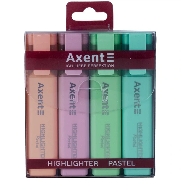 Набір текстових маркерів пастельних Axent Highlighter асорті 1-5 мм клиноподібний блістер 4 шт. (2537-80-A) - изображение 2