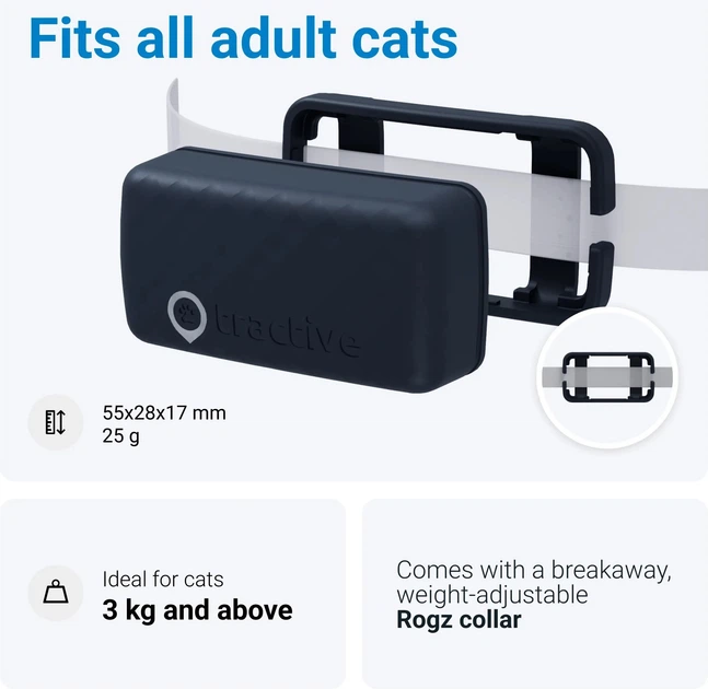 Lokalizator GPS Tractive Cat Mini wodoodporny Ciemno-niebieski (9120056451425) - obraz 3