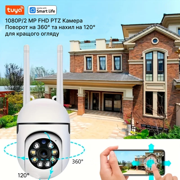 Умная камера Tuya Smart 2.4G WiFi с обнаружением движения и двухсторонней связью - изображение 5