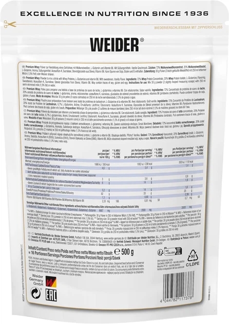 Сывороточный протеин Weider Premium Whey Protein порошок 500 г Шоколад-нуга (4044782300459) - изображение 2