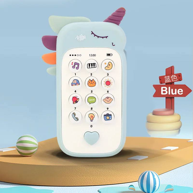 Дитяча розвиваюча іграшка- телефон "Єдиноріжка" WToys 90313 UA Блакитний, українська озвучка - изображение 2