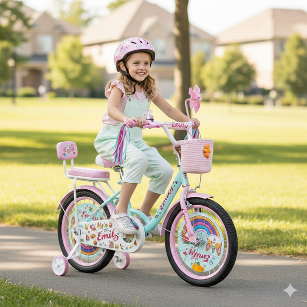 Детский велосипед Corso Emily ML-40215, 18", двухколёсный, с корзиной и доп. колёсами, собран на 75% - изображение 9