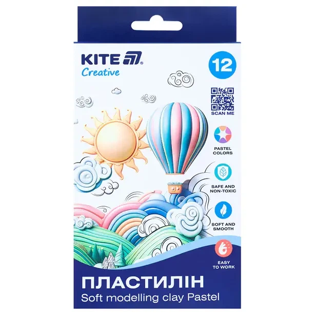 Пластилін дитячий Kite восковий 12 кольорів 200гр (K-086-P) - Фото 1 Пластилін дитячий Kite восковий 12 кольорів 200гр (K-086-P) - изображение 1