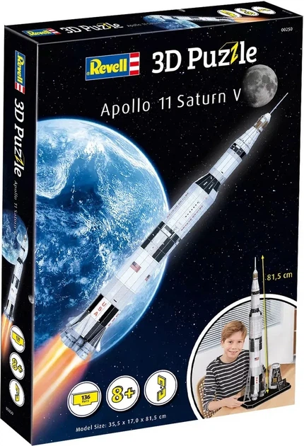 Пазл 3D Revell Apollo 11 Saturn V 136 деталей (4009803002507) - зображення 4