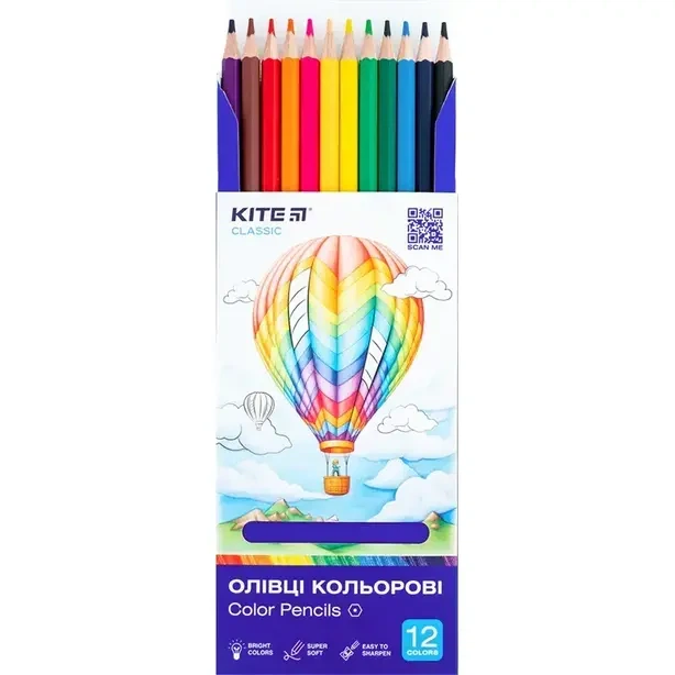 Кольорові олівці Kite Classic 12 кольорів (K-051) - Фото 4 Кольорові олівці Kite Classic 12 кольорів (K-051) - зображення 4