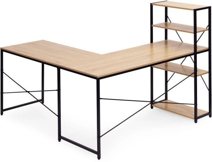 Biurko komputerowe ModernHome by Multistore narożne z regałem 4 półki TH-CD-6-16 Jasny dąb (5905817011100) - obraz 4