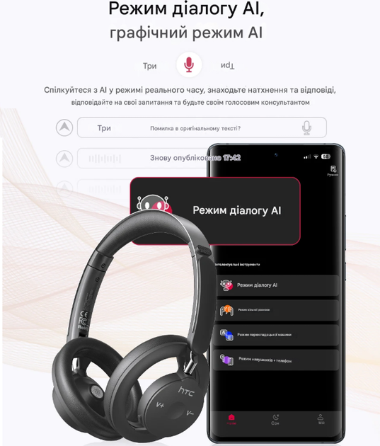 Бездротові навушники HTC HP06 Bluetooth 6.0 з функцією перекладу, складні, з можливістю кріплення на вуха, підтримка 135 мов - зображення 3