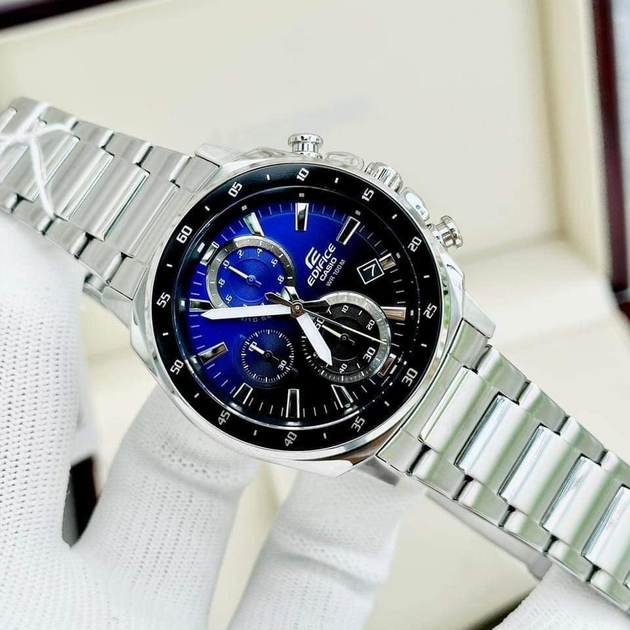 Чоловічий годинник Casio Edifice EFV-600D-2A синій 100 м - зображення 4