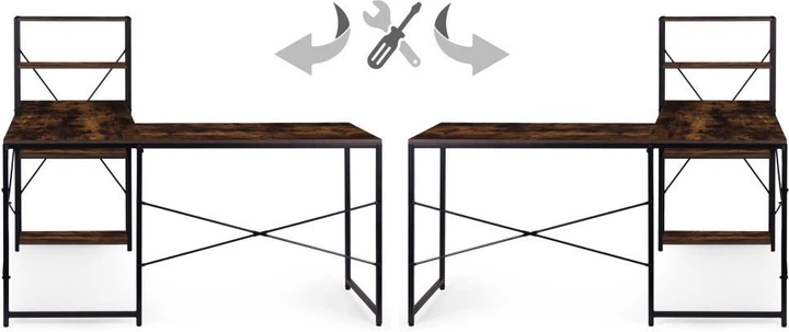 Biurko komputerowe ModernHome by Multistore narożne z regałem 4 półki TH-CD-7-16 Postarzany orzech (5905817011100) - obraz 4