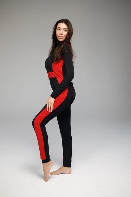 Женская пижама пожама SweetJama Desire Stripe с карманом на попе М черная - Фото 7 Женская пижама пожама SweetJama Desire Stripe с карманом на попе М черная - изображение 7
