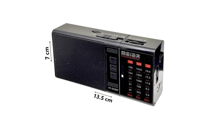 Акумуляторний Bluetooth радіоприймач M-568BT AM FM SW з USB SD AUX портативна колонка - изображение 3