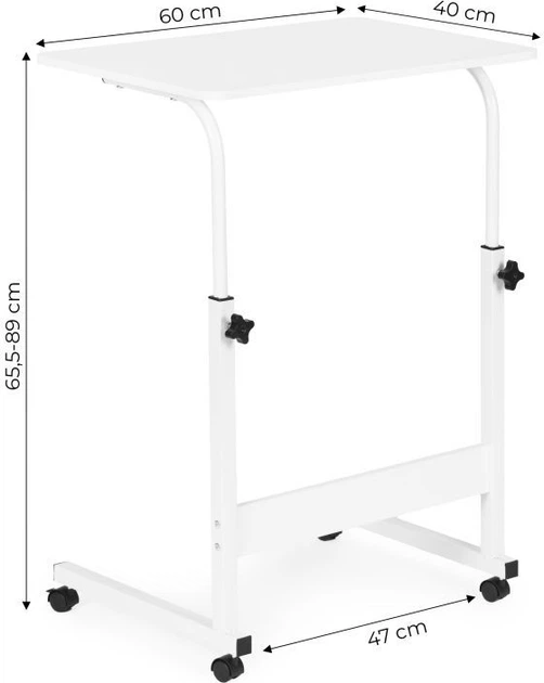Mobilny stolik boczny ModernHome by Multistore regulowany 60 x 89 x 40 cm TH-LD-5 Biały (5905817011155) - obraz 8