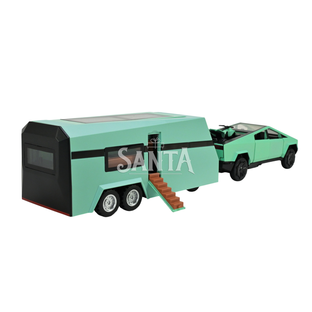 Машинка метал Tesla Cybertruck з підсвіткою у причепі квадроцикл зелена Тесла 1:32 звук 34*6,5*7 см (AP74226) - Фото 5 Машинка метал Tesla Cybertruck з підсвіткою у причепі квадроцикл зелена Тесла 1:32 звук 34*6,5*7 см (AP74226) - зображення 5