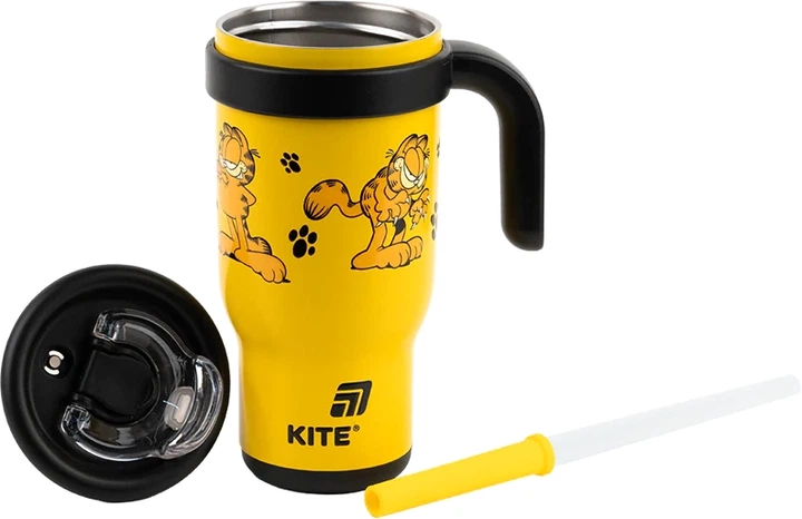 Термокружка с трубочкой Kite Garfield 530 мл Оранжевая (GF25-1266) - изображение 6