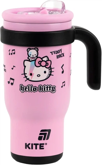 Термокружка с трубочкой Kite Hello Kitty 530 мл Розовая (HK25-1266) - изображение 2