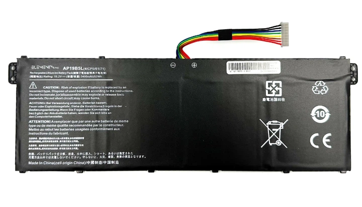 Батарея Elements PRO для ноутбуків Acer Aspire 5 A515-56 A515-55 A515-43 Vero AV15-51 Swift 3 SF314-42 TravelMate P2 P215-52 15.2V 3400 mAh (AP19B5L-4S1P-3400) - Фото 1 Батарея Elements PRO для ноутбуків Acer Aspire 5 A515-56 A515-55 A515-43 Vero AV15-51 Swift 3 SF314-42 TravelMate P2 P215-52 15.2V 3400 mAh (AP19B5L-4S1P-3400) - изображение 1