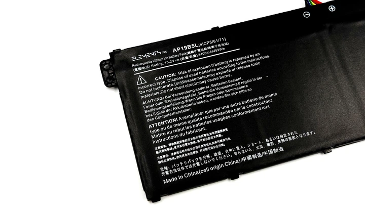 Батарея Elements PRO для ноутбуків Acer Aspire 5 A515-56 A515-55 A515-43 Vero AV15-51 Swift 3 SF314-42 TravelMate P2 P215-52 15.2V 3400 mAh (AP19B5L-4S1P-3400) - Фото 2 Батарея Elements PRO для ноутбуків Acer Aspire 5 A515-56 A515-55 A515-43 Vero AV15-51 Swift 3 SF314-42 TravelMate P2 P215-52 15.2V 3400 mAh (AP19B5L-4S1P-3400) - изображение 2