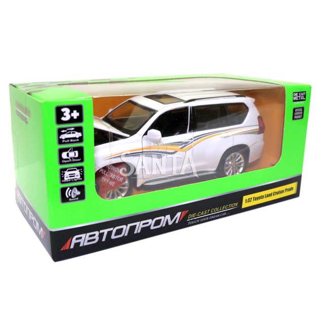 Игрушечная машинка металлическая «Toyota Land Cruiser Prado» Автопром Тойота джип, белый, 14*5*5 см, (68482) - изображение 8